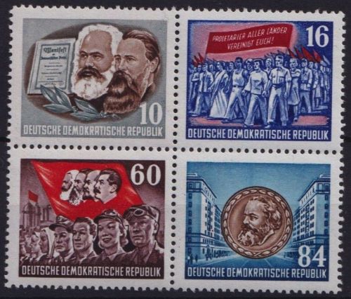 DDR Nr. 392-395 A YI - Einzelmarken Herzstück aus Block 9 postfrisch