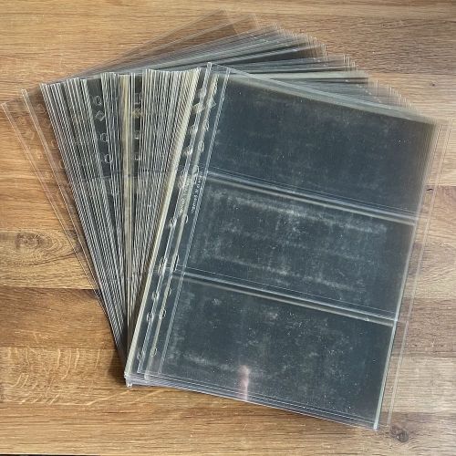 50 x Leuchtturm OPTIMA-Hüllen klar transparent 3 C - gebraucht / teils vergilbt