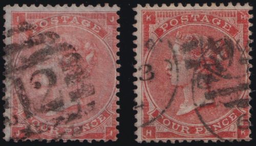 Großbritannien MiNr. 19 I+II gestempelt – Königin Viktoria mit/ohne Ecklinien