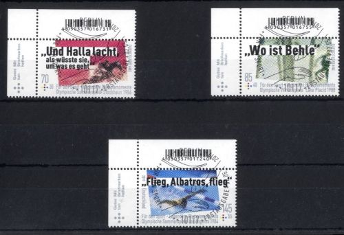 Bund, MiNr. 3460-3462 Eckrand gestempelt ESST BERLIN - Sporthilfe 2019