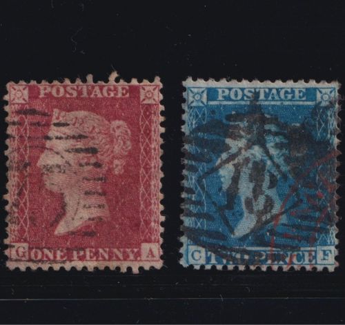 Großbritannien MiNr. 8 B + 9 B gez. K 14 – Königin Viktoria Oktober 1850
