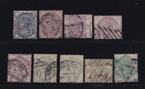 Großbritannien MiNr. 72-79, 81 gestempelt – Königin Viktoria Wz. 11 1883