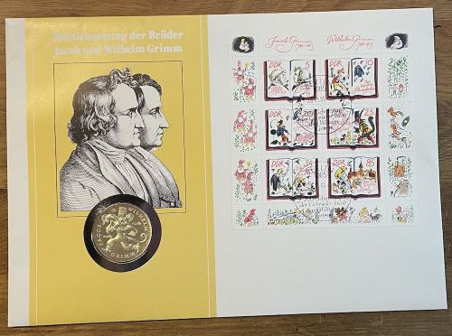 DDR Numisbrief 20 Mark 1986 - Gebrüder Grimm - Worbes 35b - SEHR SELTEN!