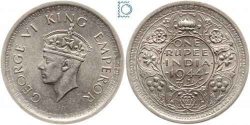 Indien 1 Rupie 1944 L (Lahore), Georg VI. (1936-1947)