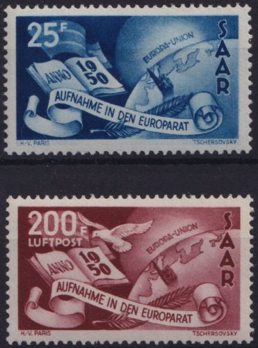 Saarland Michel Nr. 297-298 postfrisch - Aufnahme Saarland in den Europarat