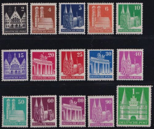 Bizone, Michel Nr. 73-97 II eg gezähnt postfrisch, geprüft BPP - Bauten