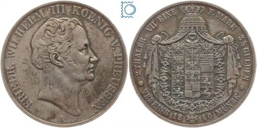 Brandenburg-Preussen, Doppeltaler 1840 Wilhelm III. (1797-1840) - vz!