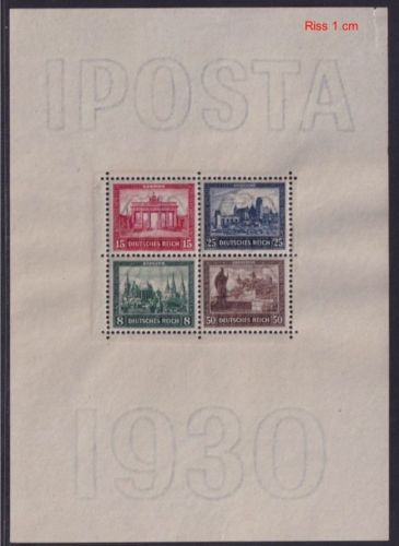 Deutsches Reich Block 1 ungebraucht - IPOSTA 1930 - geprüft Schlegel BPP