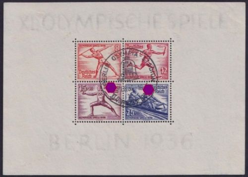 Deutsches Reich Block 6 gestempelt SST BERLIN OLYMPIA STADION - 1936 Olympische Spiele