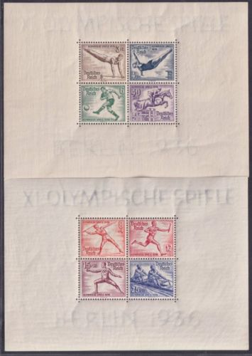 Deutsches Reich, Block 5 z / 6 z postfrisch - dickes Papier! - 1936 Olympische Spiele