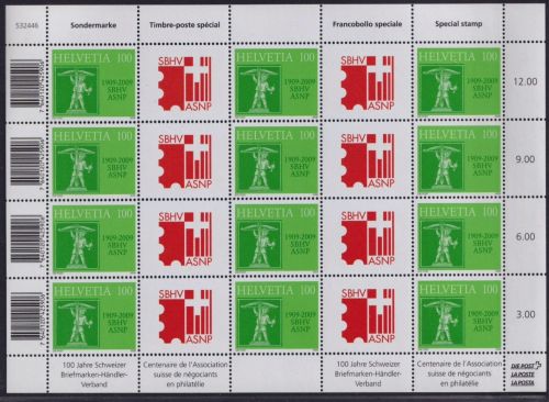 SCHWEIZ MiNr. 2117 Kleinbogen postfrisch 100 Jahre Schweizer SBHV/ASNP