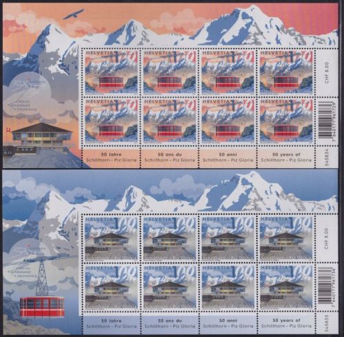 SCHWEIZ MiNr. 2483-84 Kleinbogen postfrisch - 50 Jahre Schilthornbahn Piz Gloria