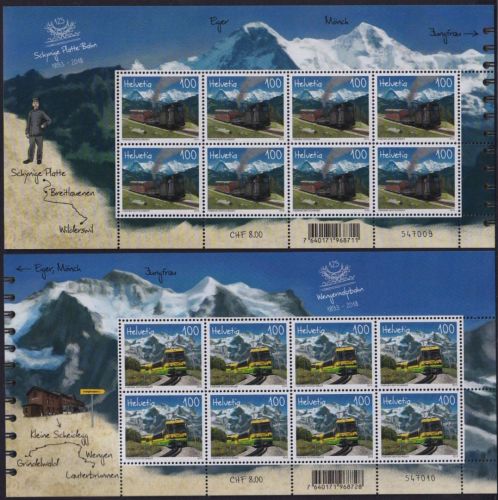 SCHWEIZ MiNr. 2534-35 Kleinbogen postfrisch Schynige-Platte-Bahn Wengernalpbahn