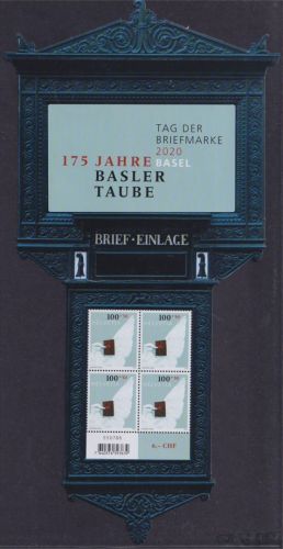 SCHWEIZ Block 75 postfrisch - Tag der Briefmarke: 175 Jahre Basler Taube