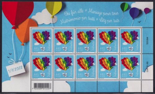 SCHWEIZ MiNr. 2807 Kleinbogen postfrisch - Ehe für Alle