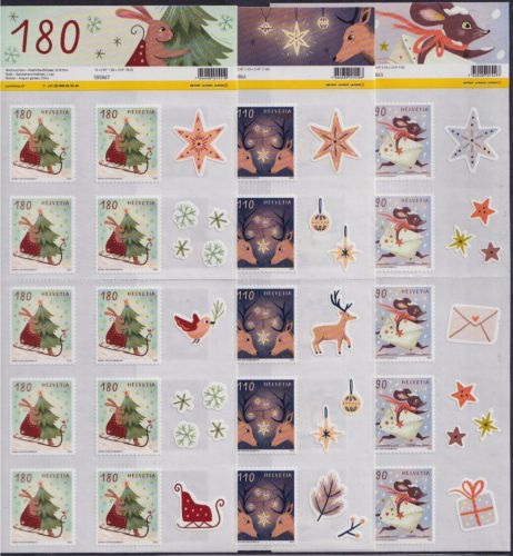 SCHWEIZ MiNr. 2832-34 Kleinbogen postfrisch - Weihnachten 2022 Festliche Grüße