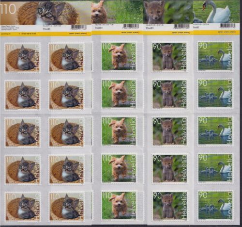 SCHWEIZ MiNr. 2855-58 Kleinbogen postfrisch - Folienkleinbogen Tierkinder