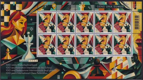 SCHWEIZ MiNr. 2907 Kleinbogen postfrisch - 100 Jahre Weltschachverband
