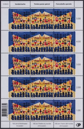 SCHWEIZ MiNr. 2944 Kleinbogen postfrisch - 100 Jahre Welttheater Einsiedeln