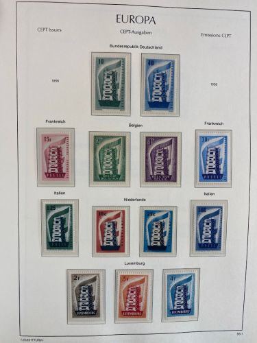 CEPT Europa Union Jahrgang 1956-1977 postfrisch komplett auf Leuchtturm Vordruck