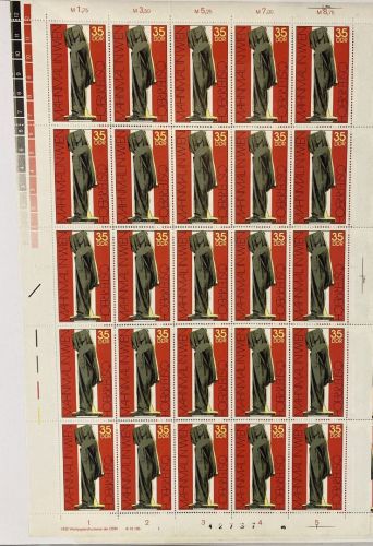 DDR, MiNr. 2093 DV DWD I Zähnung L kompletter Bogen FNr. I postfrisch Druckvermerk