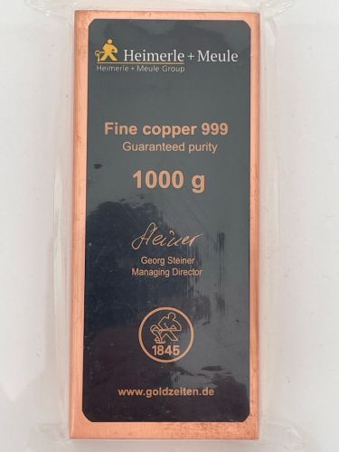 1 Kilo Kupferbarren Feinkupfer 999 | Heimerle & Meule Original Invest