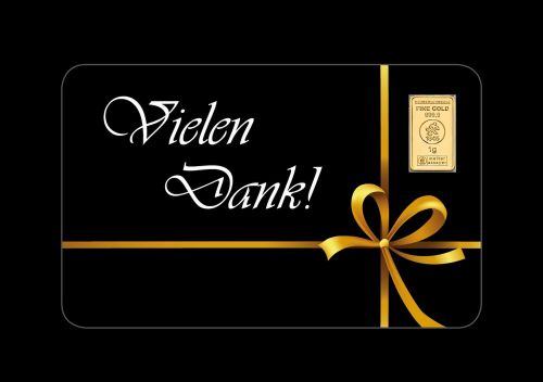 FineCard 1,0 g Feingold Goldbarren | VIELEN DANK!