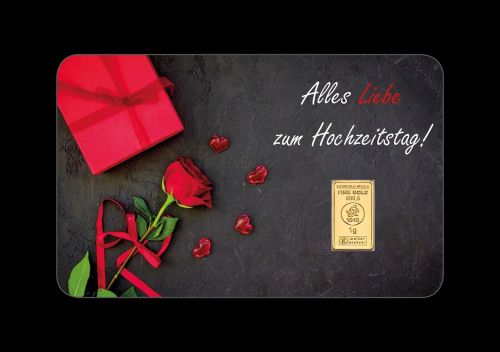 FineCard 1,0 g Feingold Goldbarren | Alles Gute zum HOCHZEITSTAG