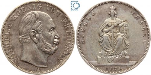 PREUSSEN, Brandenburg-Preußen Wilhelm I., Taler 1871, Siegestaler, Silber