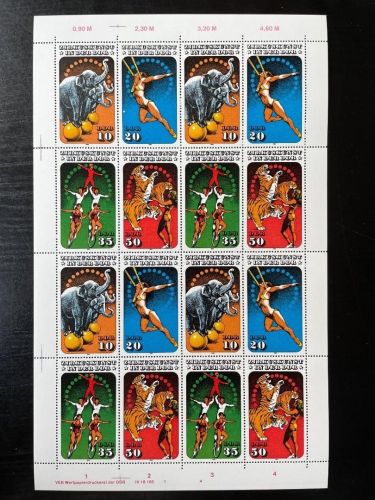 DDR, MiNr. 2985 DV WPD 1 4 kompletter Bogen FNr. 1 4 postfrisch Druckvermerk