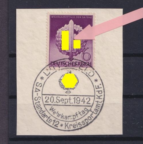 Deutsches Reich, Michel Nr. 818 PF III Plattenfehler gestempelt