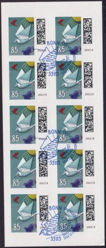 Bund, Folienblatt 114 gestempelt ESST - 3652 - Welt der Briefe Brieftaube