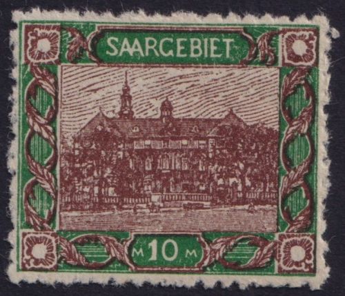 Saargebiet, Mi-Nr. 68 A postfrisch - 10 M Landratsamt Saarbrücken 1921