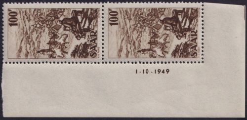 Saarland, Michel Nr. 288 Br Druckdatum 1.10.1949 Ecke Eckrand postfrisch