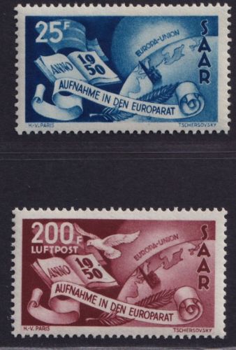 Saarland Michel Nr. 297-298 postfrisch - Aufnahme Saarland in den Europarat