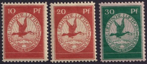 Deutsches Reich 1912 Flugpost Rhein-Main Mi.-Nr. I-III ungebraucht