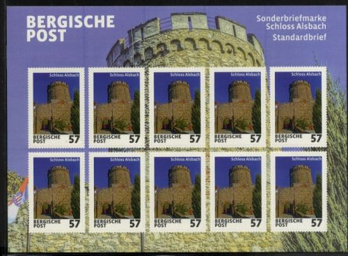 Privatpost Bergische Post | Schloss Alsbach | Bogen Zehnerbogen postfrisch