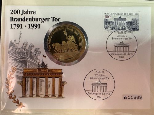BRD Numisbrief Medaille Quadriga PP | 200 Jahre Brandenburger Tor | Worbes 377