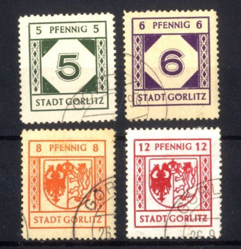 Lokalausgaben Görlitz 1946, 5-12 Pfennig ex 1-12 gestempelt