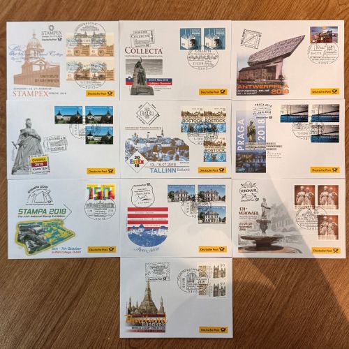 MESSEBELEGE 2018 Jahrgang komplett - mit Cachet Messebriefe 10 Stück!