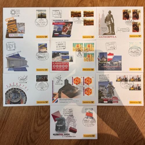 MESSEBELEGE 2019 Jahrgang komplett - mit Cachet Messebriefe 10 Stück!