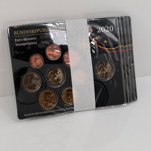 BRD Deutschland 5 x KMS 2020 ADFGJ + 2 Euro Schloss Sanssouci st STGL