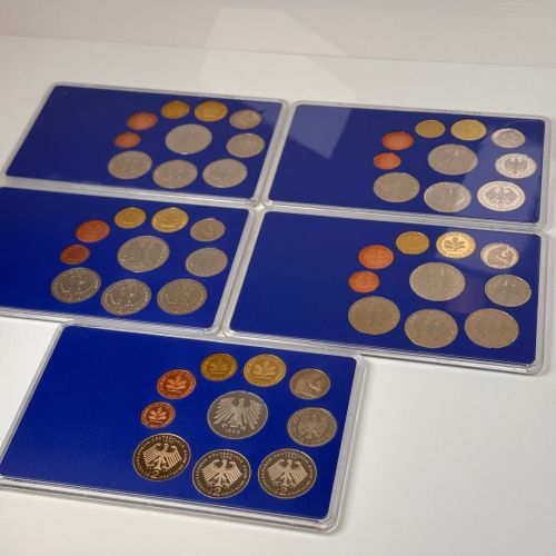 5x BRD KMS 1995 ADFGJ - PP 1 Pf. - 5 Mark Polierte Platte DM OVP