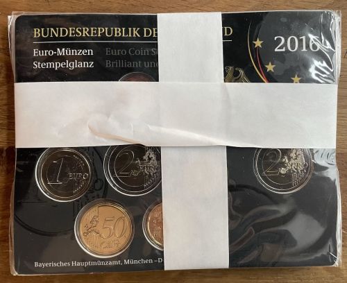 BRD Deutschland 5 x KMS 2016 ADFGJ st + 2 Euro Dresdner Zwinger Streifband STGL
