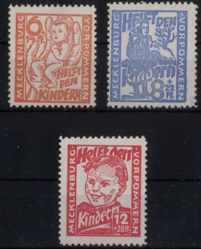 SBZ, Mecklenburg Mi-Nr. 26-28 postfrisch - Kinderhilfe