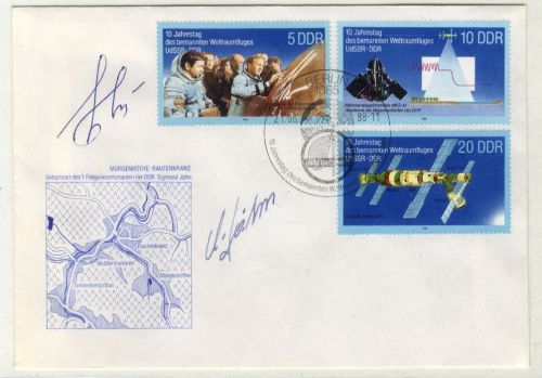 DDR FDC 3190-92 – bemannter Weltraumflug Unterschrift Sigmund Jähn & Bykowski