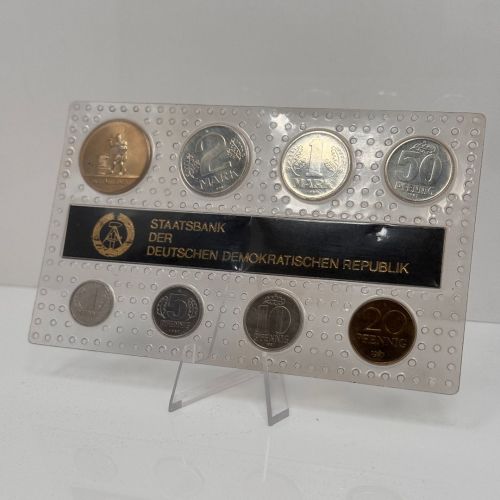 DDR KMS Kursmünzensatz 1987 mit Medaille "SCHMIEDEN" stempelglanz st RAR!