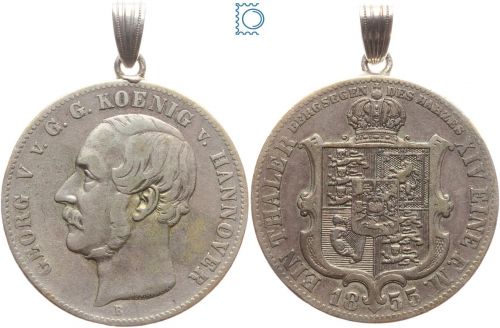 Hannover Ausbeutetaler 1855 B, Georg V. 1851-1866, gehenkelt