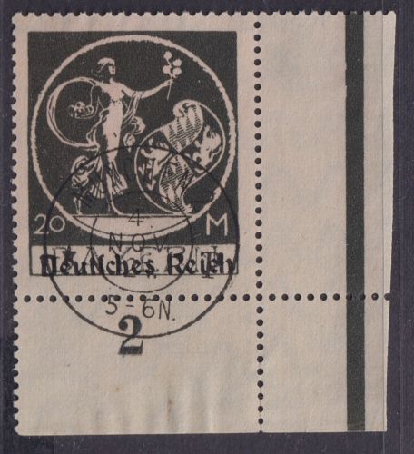 Deutsches Reich MiNr. 138 I Ecke gestempelt, geprüft INFLA Bauer BPP