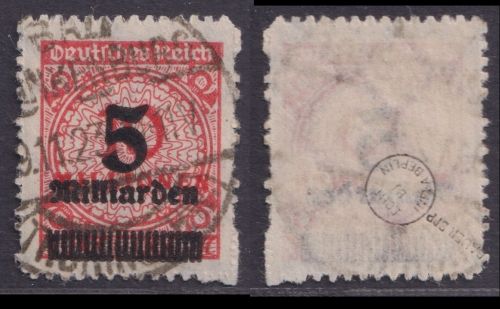 Deutsches Reich 334 B P gestempelt, geprüft INFLA Bauer BPP